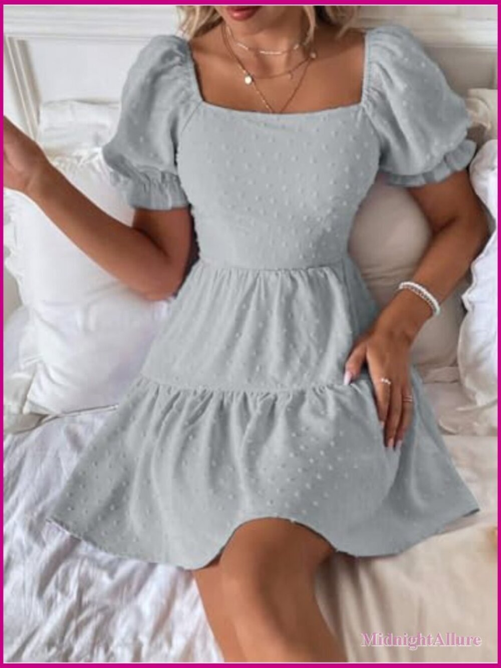 Swiss Dot Tie Backless Mini Dress Ruffle Hem Flowy Casual Summer - Picture 4 of 6